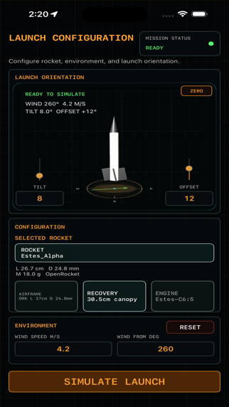 TrailBlaze launch setup screen